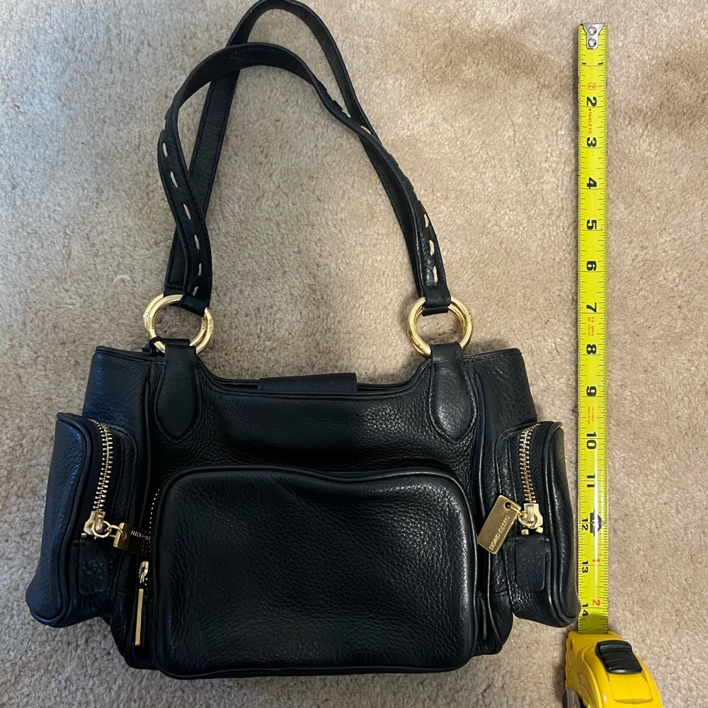 Sigrid Olsen Black Leather Shoulder Bag with Gold Accents - Picture 5 of 11